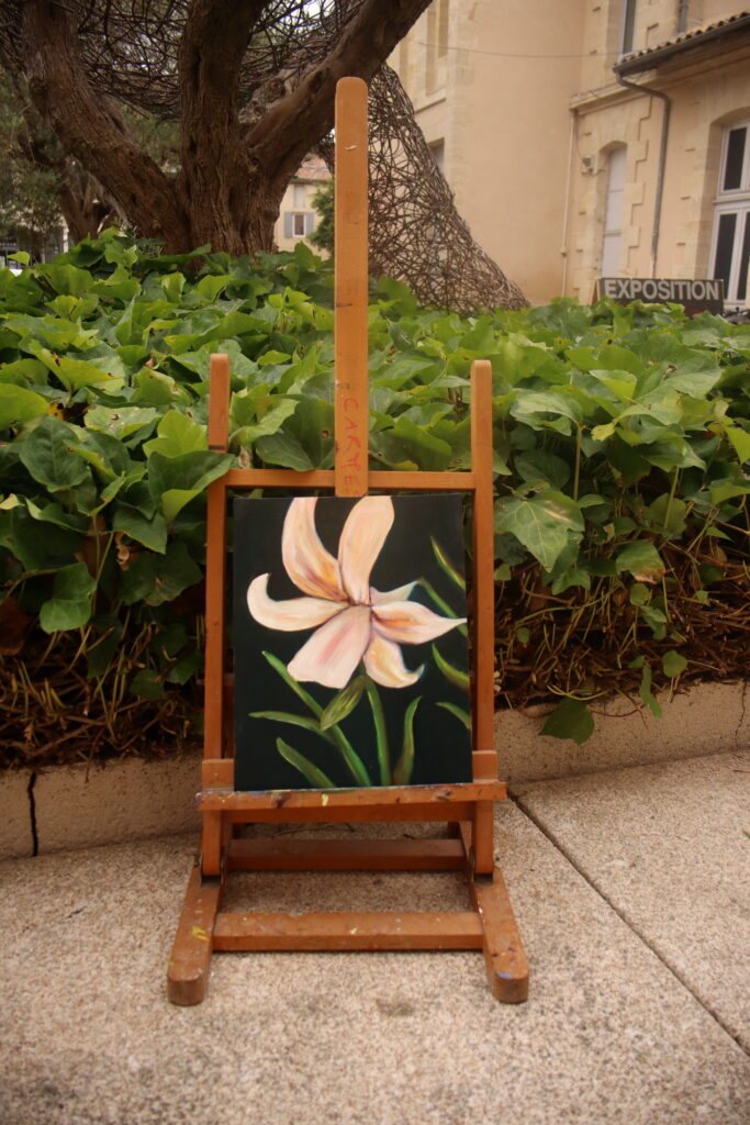 tableau floral peint lors d'un cours de peinture à l'huile à l'Atelier Amarillo à Langon