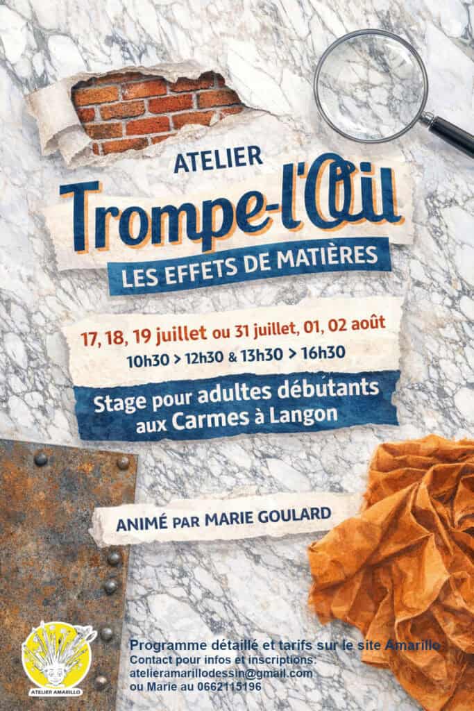 atelier artistique, trompe l'oeil, atelier créatif, loisirs, langon, gironde, stage d'été