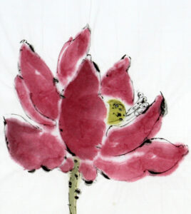 Dessin de fleur réalisé à l'encre de Chine