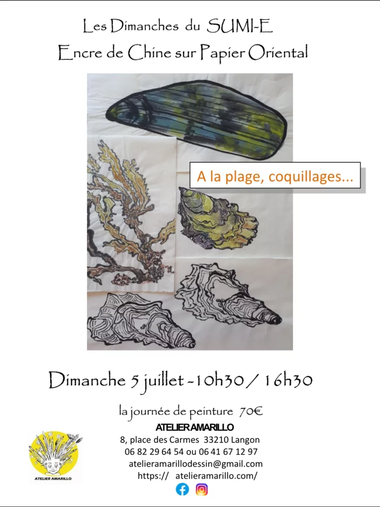 affiche pour un stage d'encre de Chine Sumi-e