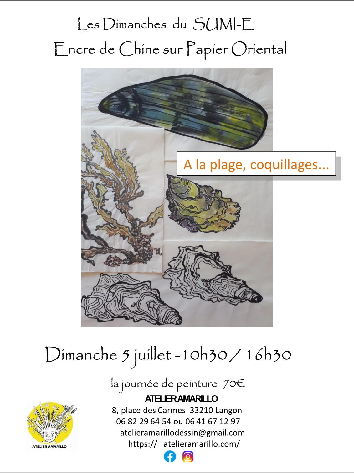affiche pour un stage d'encre de Chine Sumi-e