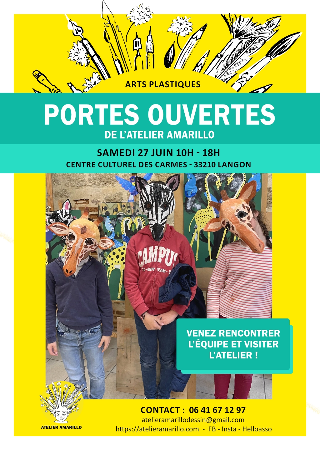 affiche pour la journée portes ouvertes de l'Atelier Amarillo à Langon
